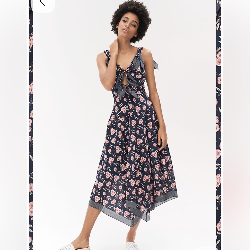 Rebecca Taylor Women's Adelle Scarf Print Floral Navy Blue Dress NWT Xs